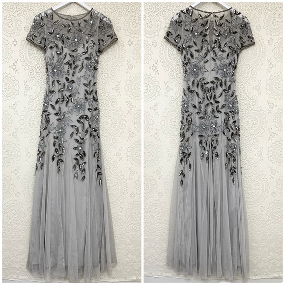 Adrianna Papell Women's Floral Beaded Godet Gown - Picture 2 of 16